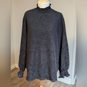 Women's plus size long sleeve textured blouse with high neck size XXL